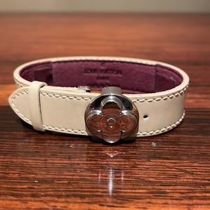 LOUIS VUITTON Good Luck Leather Bracelet - Tan with Silver Clasp